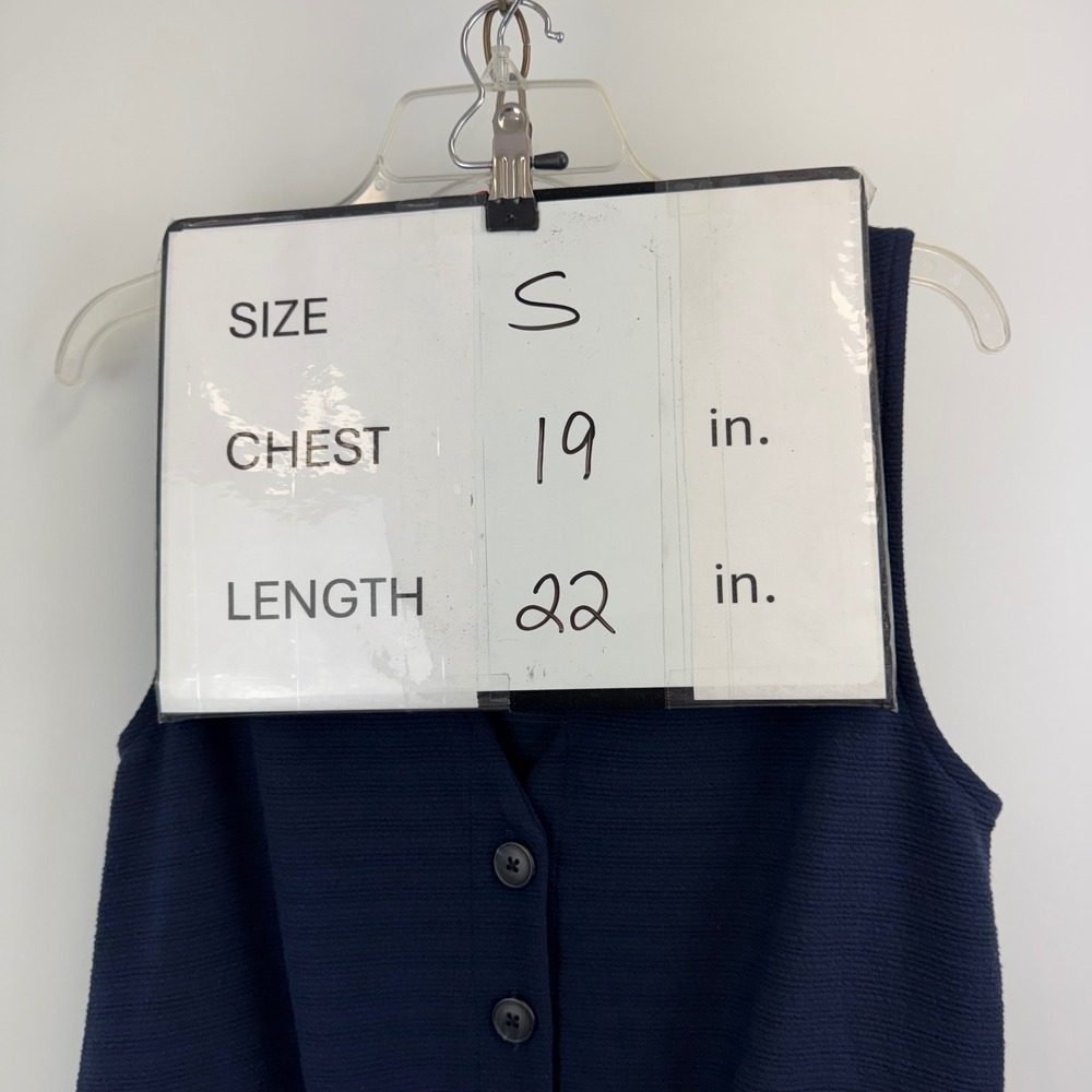 J.Crew Tank Top Women's Small Navy Button Front Tie Waist L8137 NWT - Picture 2 of 16